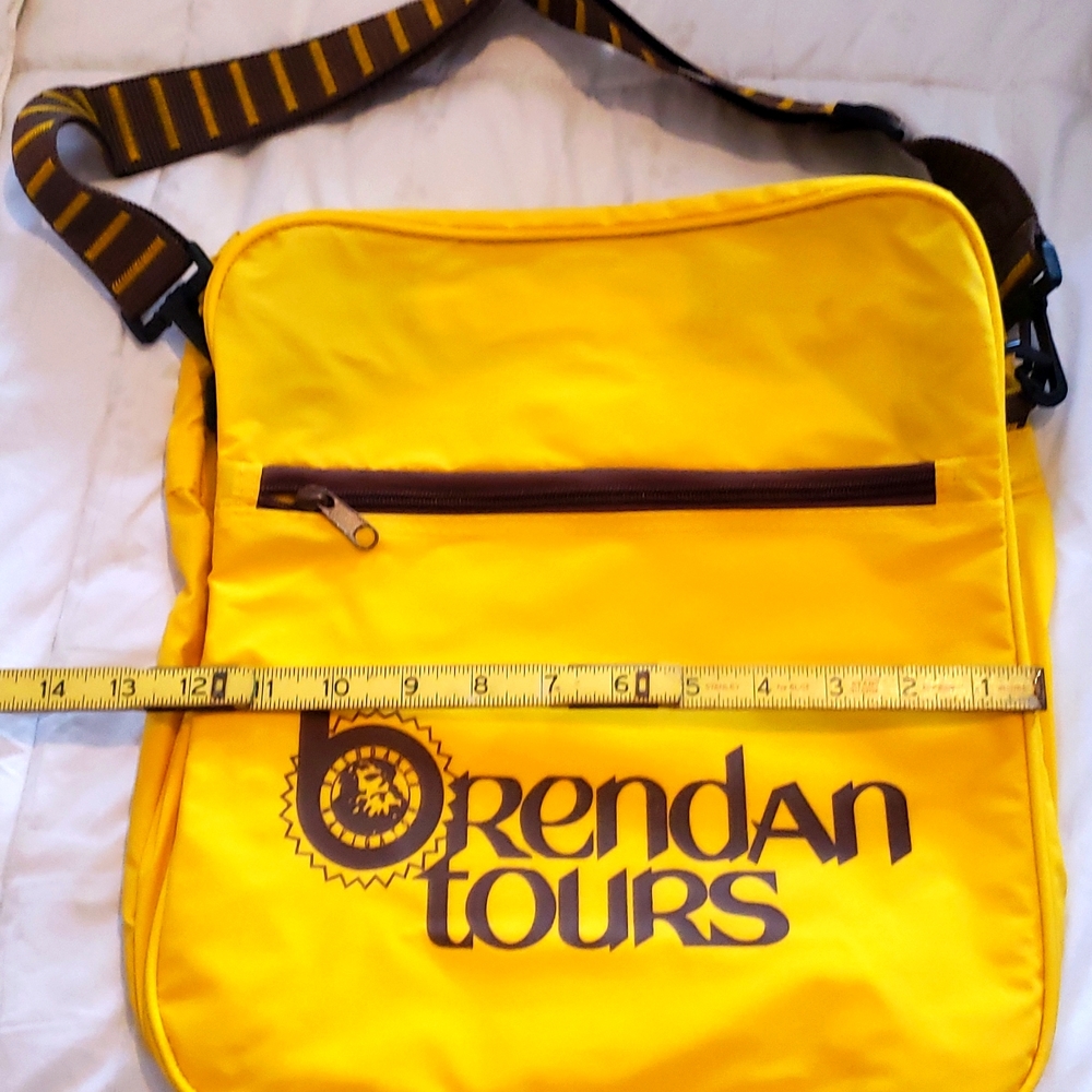 Vintage Brendan tours yellow brown tourist bag